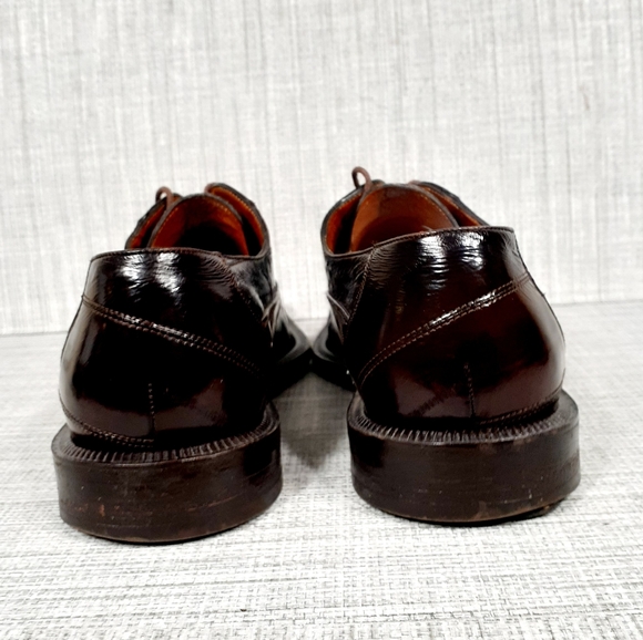 Romano "Lucas" Brown Genuine Crocodile Tail Eel Shoes 8.5 - Picture 6 of 9